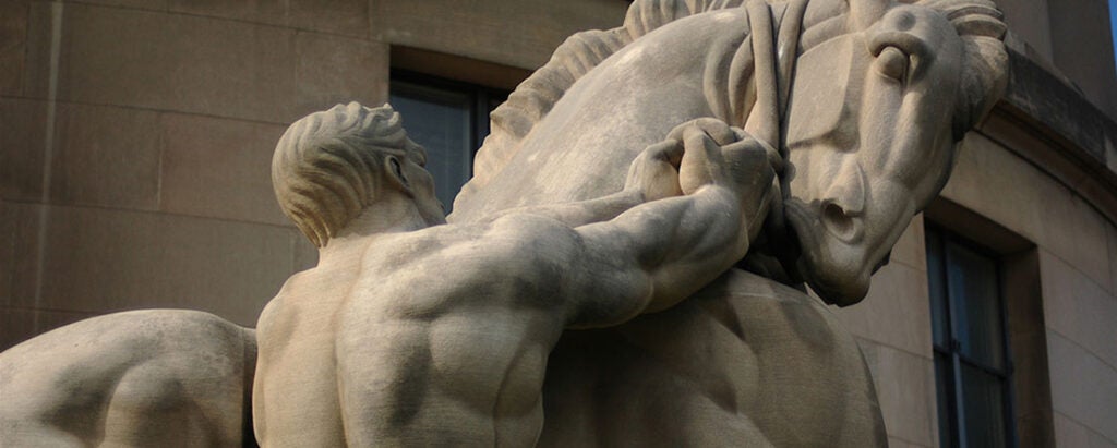 man and horse statue